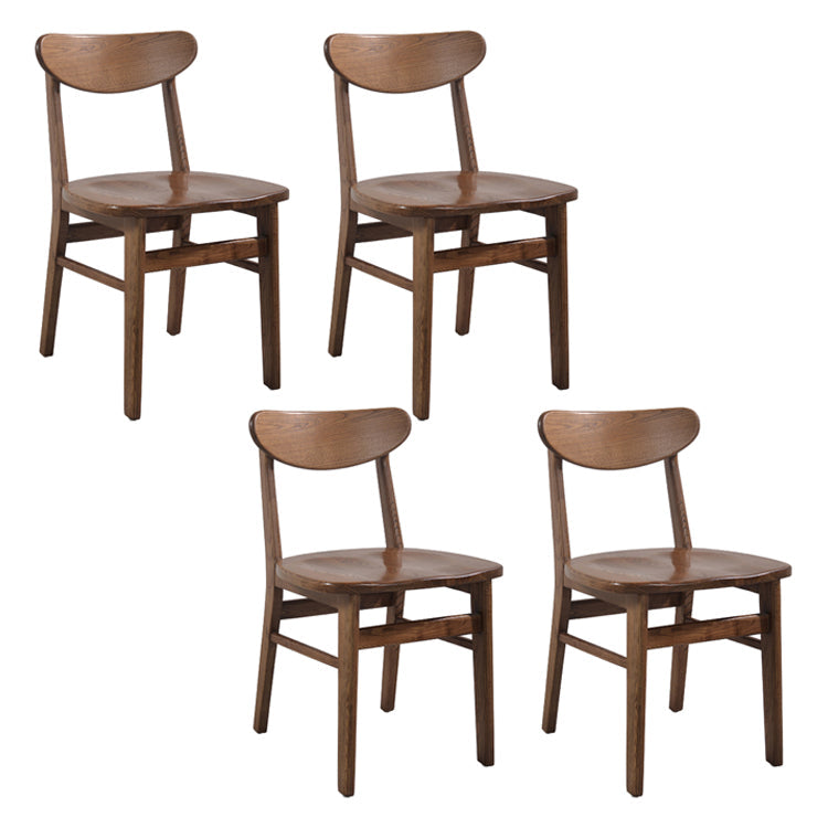 Contemporary Solid Wooden Chair Open Back Side Armless Chair for Dining Room Brown 4 Piece Set Clearhalo ' kitchen&dining_furn' 'Dining Chairs' 'Dining Tables & Seating' 'dining_chair' 'furn' 'furn_dining_chair' 'Furniture' 'furniture_dining_chair' 'Kitchen & Dining Furniture' 'kitchen' 3564923