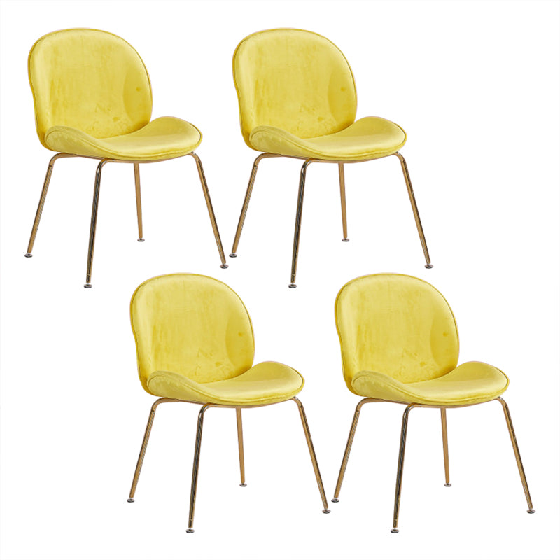 Metal Scandinavian Restaurant Side Chair Matte Finish Wingback Dining Chair Yellow Design 1 4 Piece Set Brass Gold Clearhalo ' kitchen&dining_furn' 'Dining Chairs' 'Dining Tables & Seating' 'dining_chair' 'furn' 'furn_dining_chair' 'Furniture' 'furniture_dining_chair' 'Kitchen & Dining Furniture' 'kitchen' 3564940