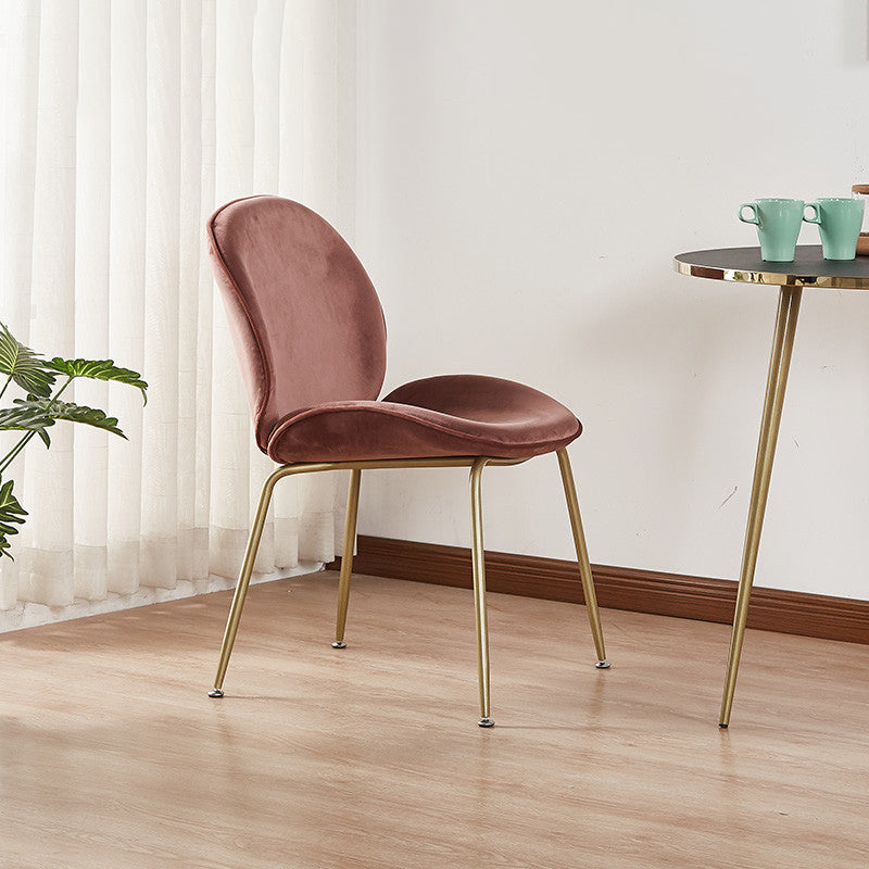 Metal Scandinavian Restaurant Side Chair Matte Finish Wingback Dining Chair Cameo Brown 1 Piece Chrome Clearhalo ' kitchen&dining_furn' 'Dining Chairs' 'Dining Tables & Seating' 'dining_chair' 'furn' 'furn_dining_chair' 'Furniture' 'furniture_dining_chair' 'Kitchen & Dining Furniture' 'kitchen' 3564950