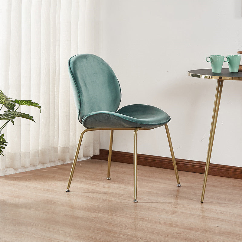 Metal Scandinavian Restaurant Side Chair Matte Finish Wingback Dining Chair Turquoise 1 Piece Chrome Clearhalo ' kitchen&dining_furn' 'Dining Chairs' 'Dining Tables & Seating' 'dining_chair' 'furn' 'furn_dining_chair' 'Furniture' 'furniture_dining_chair' 'Kitchen & Dining Furniture' 'kitchen' 3564965