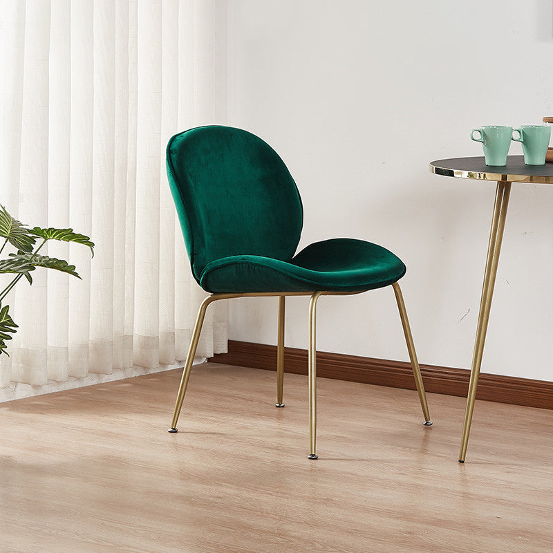Metal Scandinavian Restaurant Side Chair Matte Finish Wingback Dining Chair Dark Green 1 Piece Chrome Clearhalo ' kitchen&dining_furn' 'Dining Chairs' 'Dining Tables & Seating' 'dining_chair' 'furn' 'furn_dining_chair' 'Furniture' 'furniture_dining_chair' 'Kitchen & Dining Furniture' 'kitchen' 3564971