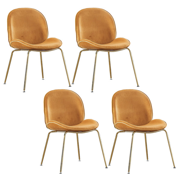 Metal Scandinavian Restaurant Side Chair Matte Finish Wingback Dining Chair Yellow Design 2 4 Piece Set Brass Gold Clearhalo ' kitchen&dining_furn' 'Dining Chairs' 'Dining Tables & Seating' 'dining_chair' 'furn' 'furn_dining_chair' 'Furniture' 'furniture_dining_chair' 'Kitchen & Dining Furniture' 'kitchen' 3564979