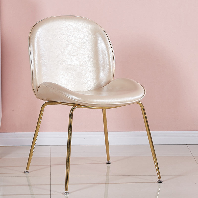 Metal Scandinavian Restaurant Side Chair Matte Finish Wingback Dining Chair Gold 1 Piece Brass Gold Clearhalo ' kitchen&dining_furn' 'Dining Chairs' 'Dining Tables & Seating' 'dining_chair' 'furn' 'furn_dining_chair' 'Furniture' 'furniture_dining_chair' 'Kitchen & Dining Furniture' 'kitchen' 3564983