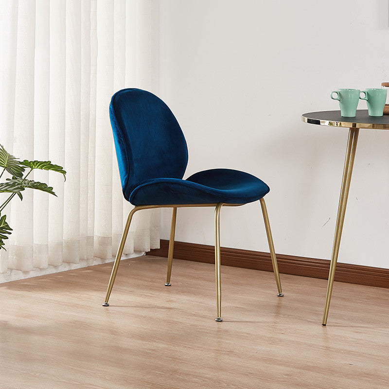 Metal Scandinavian Restaurant Side Chair Matte Finish Wingback Dining Chair Dark Blue 1 Piece Chrome Clearhalo ' kitchen&dining_furn' 'Dining Chairs' 'Dining Tables & Seating' 'dining_chair' 'furn' 'furn_dining_chair' 'Furniture' 'furniture_dining_chair' 'Kitchen & Dining Furniture' 'kitchen' 3564989