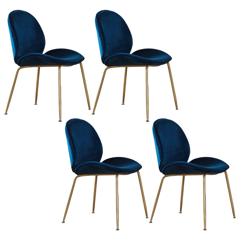 Metal Scandinavian Restaurant Side Chair Matte Finish Wingback Dining Chair Dark Blue 4 Piece Set Chrome Clearhalo ' kitchen&dining_furn' 'Dining Chairs' 'Dining Tables & Seating' 'dining_chair' 'furn' 'furn_dining_chair' 'Furniture' 'furniture_dining_chair' 'Kitchen & Dining Furniture' 'kitchen' 3564991