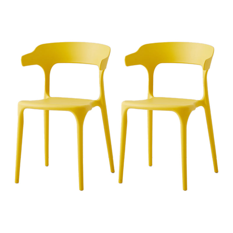 Contemporary Side Chair Stacking Dining Colorful Plastic Armless Chairs for Dining Room Yellow 2 Piece Set Clearhalo ' kitchen&dining_furn' 'Dining Chairs' 'Dining Tables & Seating' 'dining_chair' 'furn' 'furn_dining_chair' 'Furniture' 'furniture_dining_chair' 'Kitchen & Dining Furniture' 'kitchen' 3565004