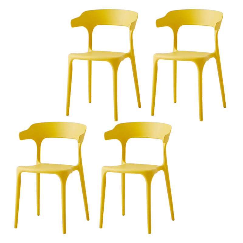 Contemporary Side Chair Stacking Dining Colorful Plastic Armless Chairs for Dining Room Yellow 4 Piece Set Clearhalo ' kitchen&dining_furn' 'Dining Chairs' 'Dining Tables & Seating' 'dining_chair' 'furn' 'furn_dining_chair' 'Furniture' 'furniture_dining_chair' 'Kitchen & Dining Furniture' 'kitchen' 3565006
