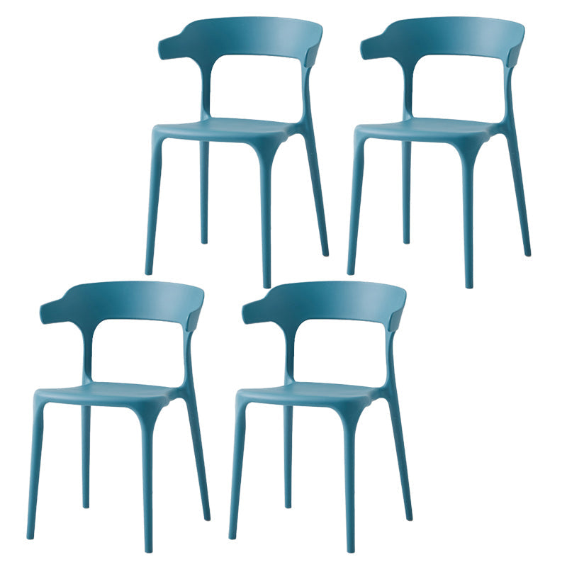 Contemporary Side Chair Stacking Dining Colorful Plastic Armless Chairs for Dining Room Blue 4 Piece Set Clearhalo ' kitchen&dining_furn' 'Dining Chairs' 'Dining Tables & Seating' 'dining_chair' 'furn' 'furn_dining_chair' 'Furniture' 'furniture_dining_chair' 'Kitchen & Dining Furniture' 'kitchen' 3565011