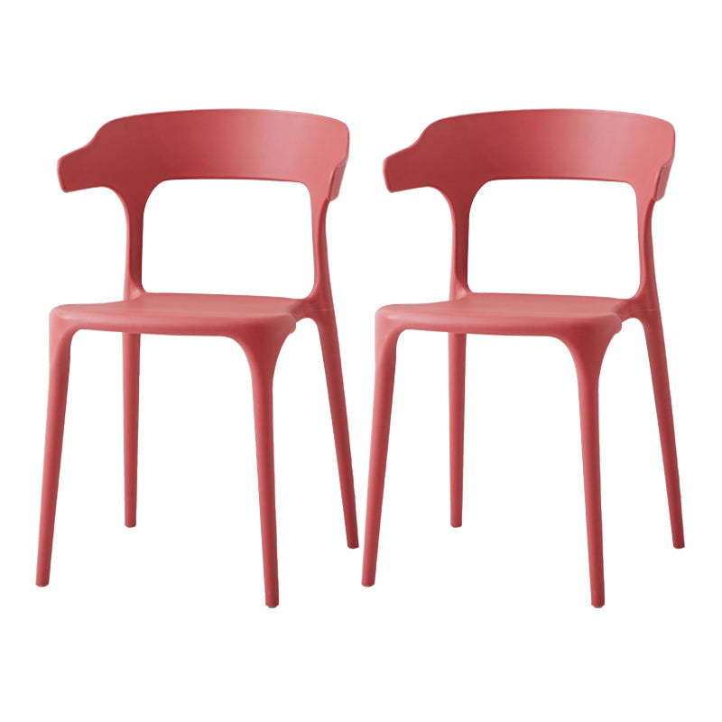 Contemporary Side Chair Stacking Dining Colorful Plastic Armless Chairs for Dining Room Red 2 Piece Set Clearhalo ' kitchen&dining_furn' 'Dining Chairs' 'Dining Tables & Seating' 'dining_chair' 'furn' 'furn_dining_chair' 'Furniture' 'furniture_dining_chair' 'Kitchen & Dining Furniture' 'kitchen' 3565015