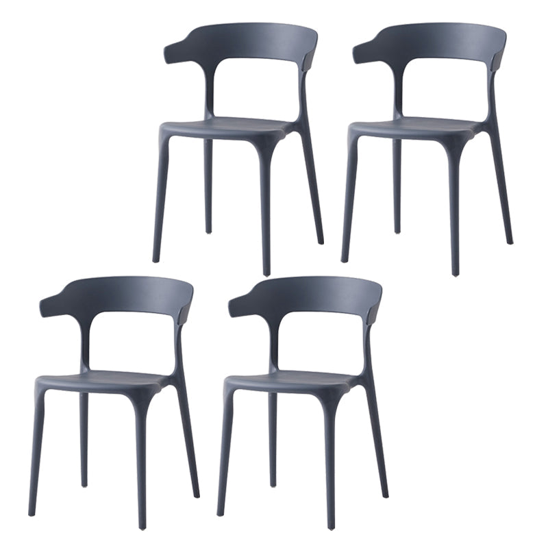 Contemporary Side Chair Stacking Dining Colorful Plastic Armless Chairs for Dining Room Grey 4 Piece Set Clearhalo ' kitchen&dining_furn' 'Dining Chairs' 'Dining Tables & Seating' 'dining_chair' 'furn' 'furn_dining_chair' 'Furniture' 'furniture_dining_chair' 'Kitchen & Dining Furniture' 'kitchen' 3565028
