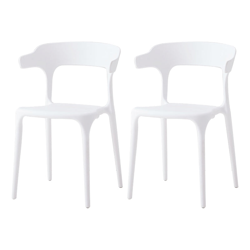 Contemporary Side Chair Stacking Dining Colorful Plastic Armless Chairs for Dining Room White 2 Piece Set Clearhalo ' kitchen&dining_furn' 'Dining Chairs' 'Dining Tables & Seating' 'dining_chair' 'furn' 'furn_dining_chair' 'Furniture' 'furniture_dining_chair' 'Kitchen & Dining Furniture' 'kitchen' 3565030