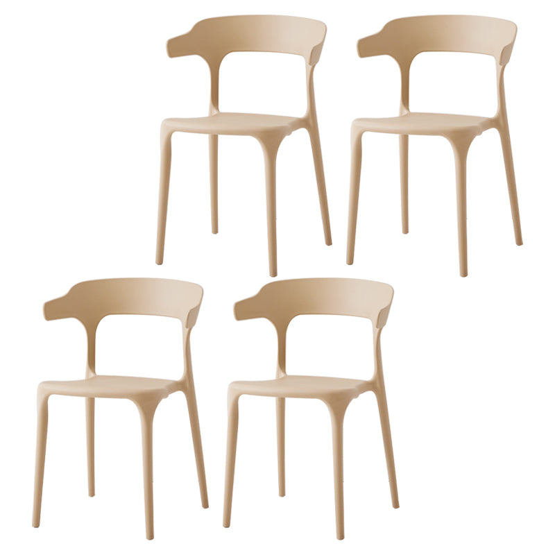 Contemporary Side Chair Stacking Dining Colorful Plastic Armless Chairs for Dining Room Camel 4 Piece Set Clearhalo ' kitchen&dining_furn' 'Dining Chairs' 'Dining Tables & Seating' 'dining_chair' 'furn' 'furn_dining_chair' 'Furniture' 'furniture_dining_chair' 'Kitchen & Dining Furniture' 'kitchen' 3565034