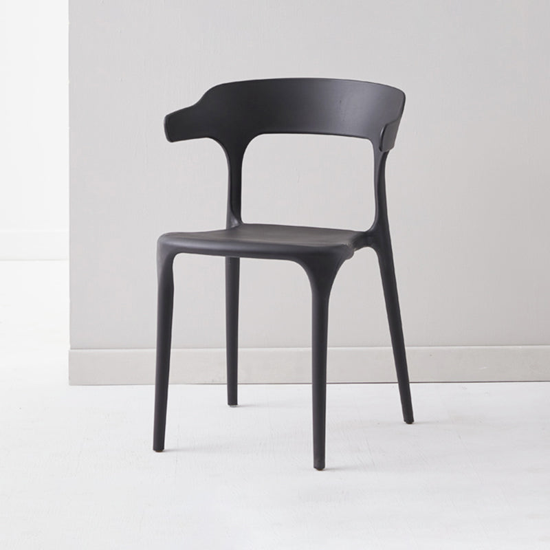 Contemporary Side Chair Stacking Dining Colorful Plastic Armless Chairs for Dining Room Black 1 Piece Clearhalo ' kitchen&dining_furn' 'Dining Chairs' 'Dining Tables & Seating' 'dining_chair' 'furn' 'furn_dining_chair' 'Furniture' 'furniture_dining_chair' 'Kitchen & Dining Furniture' 'kitchen' 3565035