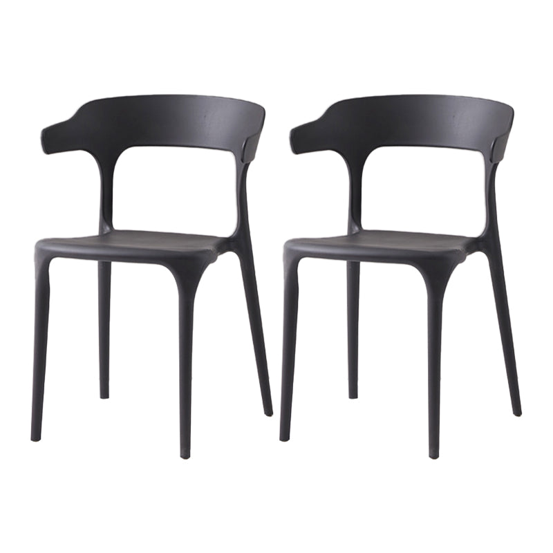 Contemporary Side Chair Stacking Dining Colorful Plastic Armless Chairs for Dining Room Black 2 Piece Set Clearhalo ' kitchen&dining_furn' 'Dining Chairs' 'Dining Tables & Seating' 'dining_chair' 'furn' 'furn_dining_chair' 'Furniture' 'furniture_dining_chair' 'Kitchen & Dining Furniture' 'kitchen' 3565036