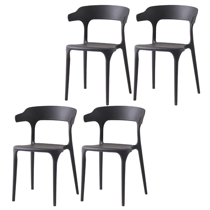 Contemporary Side Chair Stacking Dining Colorful Plastic Armless Chairs for Dining Room Black 4 Piece Set Clearhalo ' kitchen&dining_furn' 'Dining Chairs' 'Dining Tables & Seating' 'dining_chair' 'furn' 'furn_dining_chair' 'Furniture' 'furniture_dining_chair' 'Kitchen & Dining Furniture' 'kitchen' 3565037