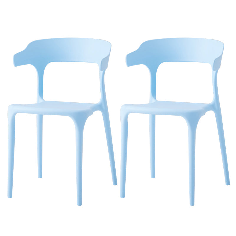 Contemporary Side Chair Stacking Dining Colorful Plastic Armless Chairs for Dining Room Light Blue-White 2 Piece Set Clearhalo ' kitchen&dining_furn' 'Dining Chairs' 'Dining Tables & Seating' 'dining_chair' 'furn' 'furn_dining_chair' 'Furniture' 'furniture_dining_chair' 'Kitchen & Dining Furniture' 'kitchen' 3565039