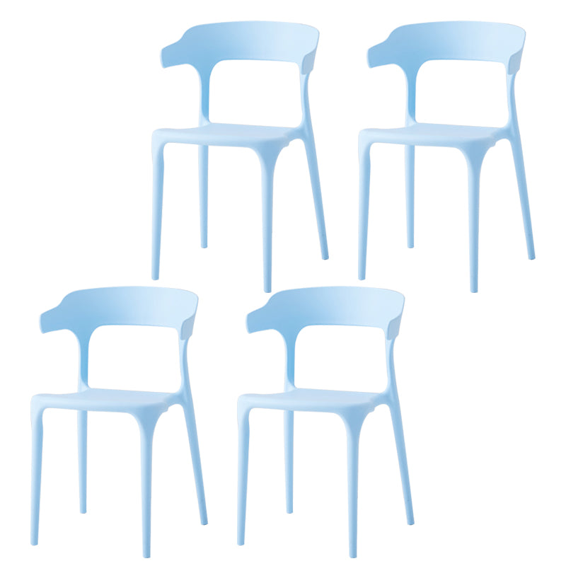 Contemporary Side Chair Stacking Dining Colorful Plastic Armless Chairs for Dining Room Light Blue-White 4 Piece Set Clearhalo ' kitchen&dining_furn' 'Dining Chairs' 'Dining Tables & Seating' 'dining_chair' 'furn' 'furn_dining_chair' 'Furniture' 'furniture_dining_chair' 'Kitchen & Dining Furniture' 'kitchen' 3565040