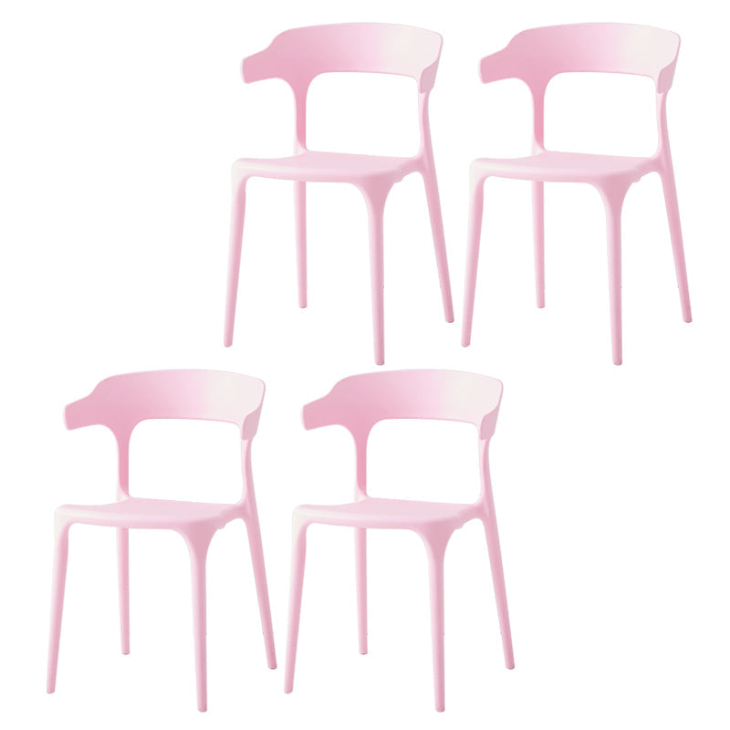 Contemporary Side Chair Stacking Dining Colorful Plastic Armless Chairs for Dining Room Nude Pink 4 Piece Set Clearhalo ' kitchen&dining_furn' 'Dining Chairs' 'Dining Tables & Seating' 'dining_chair' 'furn' 'furn_dining_chair' 'Furniture' 'furniture_dining_chair' 'Kitchen & Dining Furniture' 'kitchen' 3565043