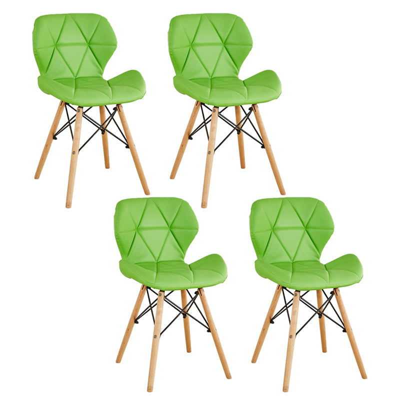 Nordic Leather Side Dining Chairs Wingback Armless Chair with Wood Legs Green Set of 4 Clearhalo ' kitchen&dining_furn' 'Dining Chairs' 'Dining Tables & Seating' 'dining_chair' 'Furniture' 'furniture_dining_chair' 'Kitchen & Dining Furniture' 'kitchen' 3565045