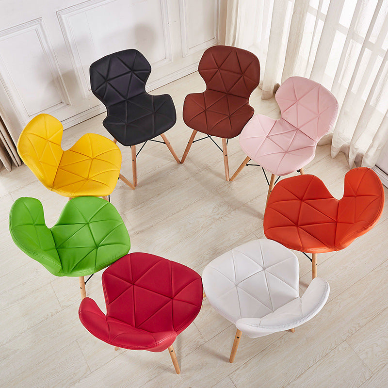 Nordic Leather Side Dining Chairs Wingback Armless Chair with Wood Legs Clearhalo ' kitchen&dining_furn' 'Dining Chairs' 'Dining Tables & Seating' 'dining_chair' 'Furniture' 'furniture_dining_chair' 'Kitchen & Dining Furniture' 'kitchen' 3565046