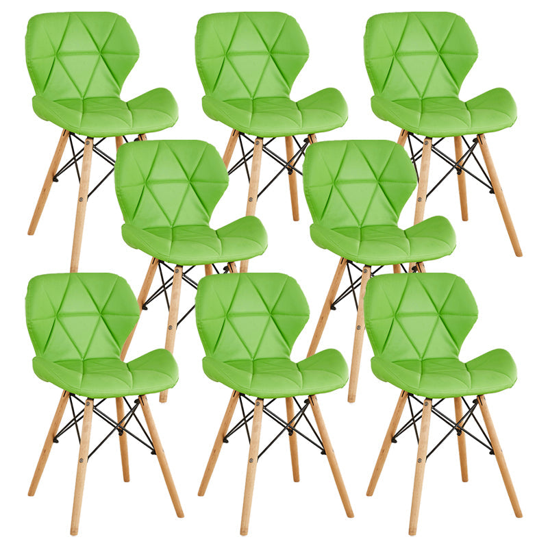 Nordic Leather Side Dining Chairs Wingback Armless Chair with Wood Legs Green Set of 8 Clearhalo ' kitchen&dining_furn' 'Dining Chairs' 'Dining Tables & Seating' 'dining_chair' 'Furniture' 'furniture_dining_chair' 'Kitchen & Dining Furniture' 'kitchen' 3565047