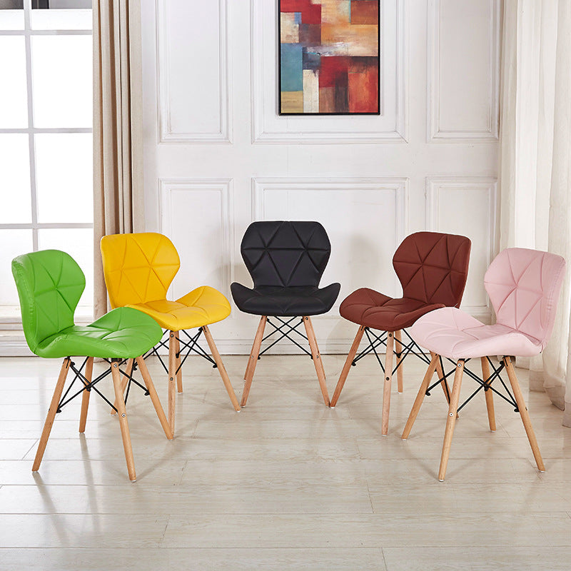 Nordic Leather Side Dining Chairs Wingback Armless Chair with Wood Legs Clearhalo ' kitchen&dining_furn' 'Dining Chairs' 'Dining Tables & Seating' 'dining_chair' 'Furniture' 'furniture_dining_chair' 'Kitchen & Dining Furniture' 'kitchen' 3565048