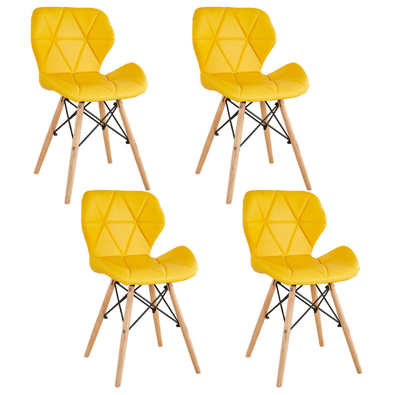 Nordic Leather Side Dining Chairs Wingback Armless Chair with Wood Legs Yellow Set of 4 Clearhalo ' kitchen&dining_furn' 'Dining Chairs' 'Dining Tables & Seating' 'dining_chair' 'Furniture' 'furniture_dining_chair' 'Kitchen & Dining Furniture' 'kitchen' 3565051