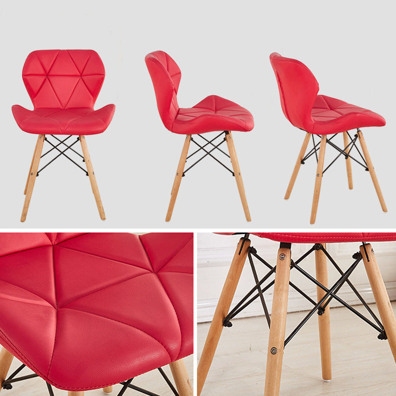 Nordic Leather Side Dining Chairs Wingback Armless Chair with Wood Legs Clearhalo ' kitchen&dining_furn' 'Dining Chairs' 'Dining Tables & Seating' 'dining_chair' 'Furniture' 'furniture_dining_chair' 'Kitchen & Dining Furniture' 'kitchen' 3565052