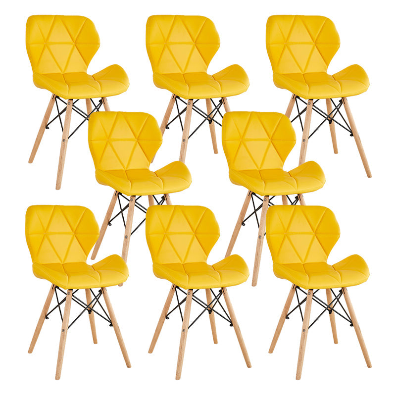 Nordic Leather Side Dining Chairs Wingback Armless Chair with Wood Legs Yellow Set of 8 Clearhalo ' kitchen&dining_furn' 'Dining Chairs' 'Dining Tables & Seating' 'dining_chair' 'Furniture' 'furniture_dining_chair' 'Kitchen & Dining Furniture' 'kitchen' 3565053
