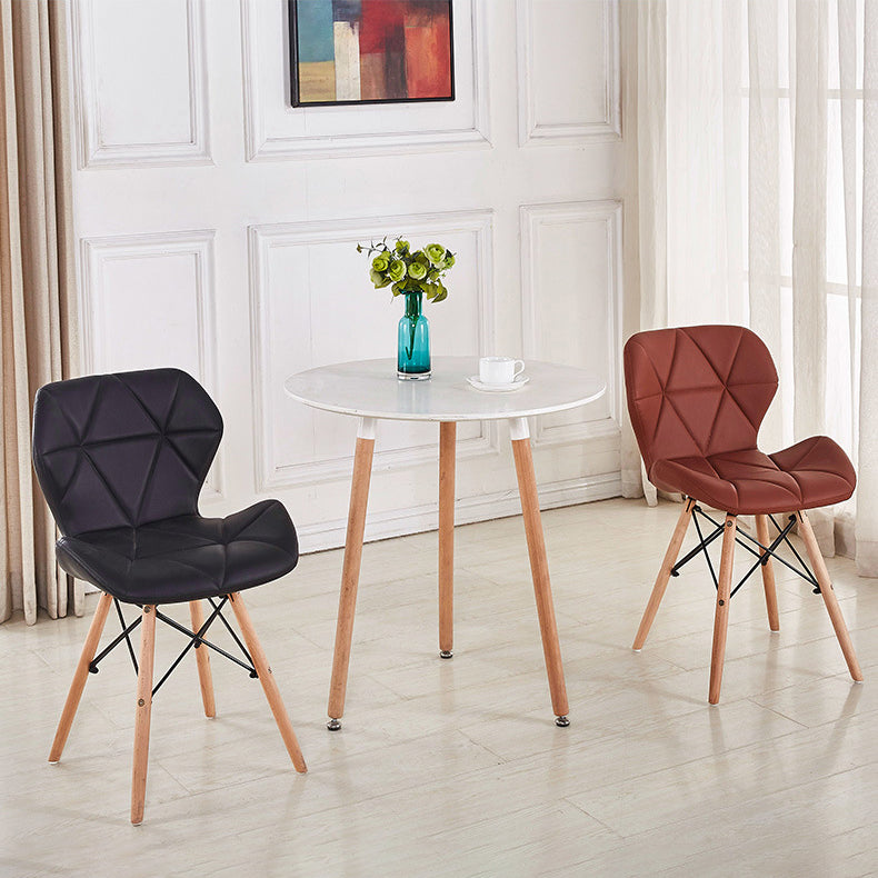 Nordic Leather Side Dining Chairs Wingback Armless Chair with Wood Legs Clearhalo ' kitchen&dining_furn' 'Dining Chairs' 'Dining Tables & Seating' 'dining_chair' 'Furniture' 'furniture_dining_chair' 'Kitchen & Dining Furniture' 'kitchen' 3565054