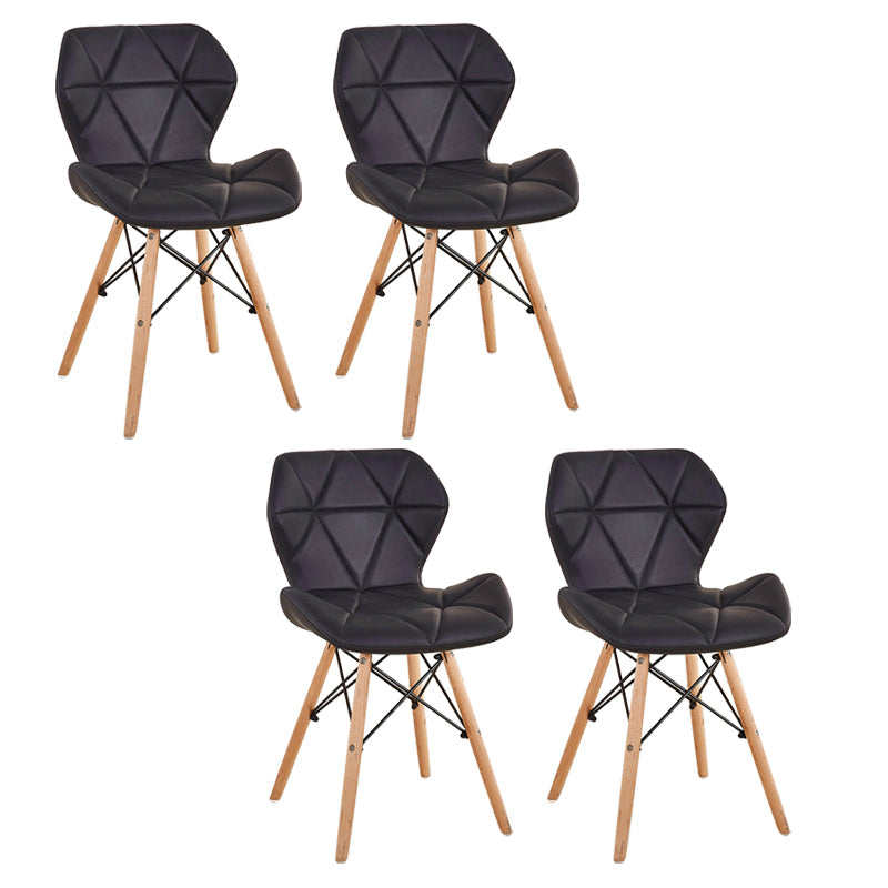 Nordic Leather Side Dining Chairs Wingback Armless Chair with Wood Legs Black Set of 4 Clearhalo ' kitchen&dining_furn' 'Dining Chairs' 'Dining Tables & Seating' 'dining_chair' 'Furniture' 'furniture_dining_chair' 'Kitchen & Dining Furniture' 'kitchen' 3565055