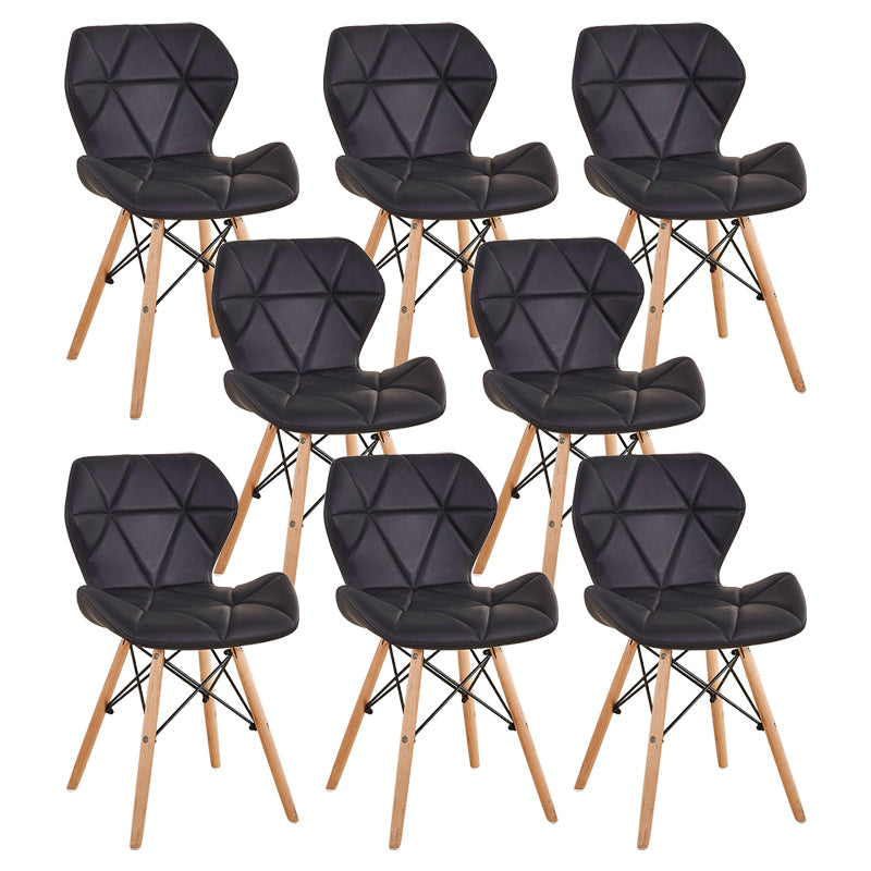 Nordic Leather Side Dining Chairs Wingback Armless Chair with Wood Legs Black Set of 8 Clearhalo ' kitchen&dining_furn' 'Dining Chairs' 'Dining Tables & Seating' 'dining_chair' 'Furniture' 'furniture_dining_chair' 'Kitchen & Dining Furniture' 'kitchen' 3565056