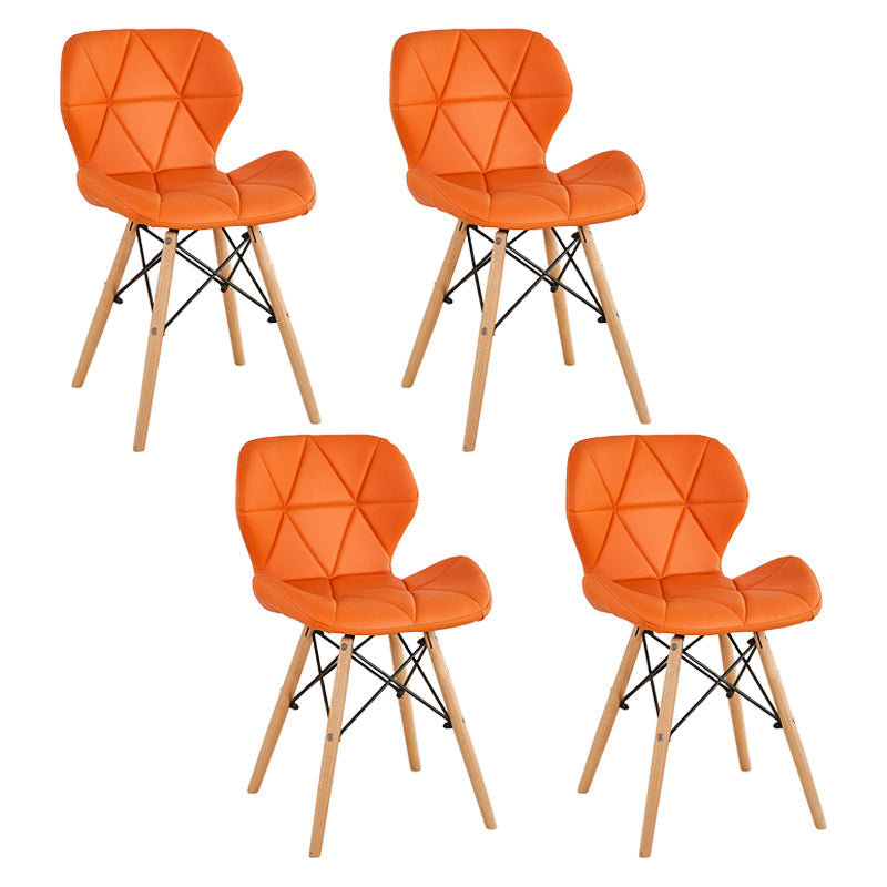 Nordic Leather Side Dining Chairs Wingback Armless Chair with Wood Legs Orange Set of 4 Clearhalo ' kitchen&dining_furn' 'Dining Chairs' 'Dining Tables & Seating' 'dining_chair' 'Furniture' 'furniture_dining_chair' 'Kitchen & Dining Furniture' 'kitchen' 3565058