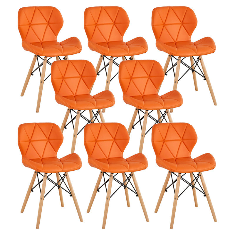 Nordic Leather Side Dining Chairs Wingback Armless Chair with Wood Legs Orange Set of 8 Clearhalo ' kitchen&dining_furn' 'Dining Chairs' 'Dining Tables & Seating' 'dining_chair' 'Furniture' 'furniture_dining_chair' 'Kitchen & Dining Furniture' 'kitchen' 3565060