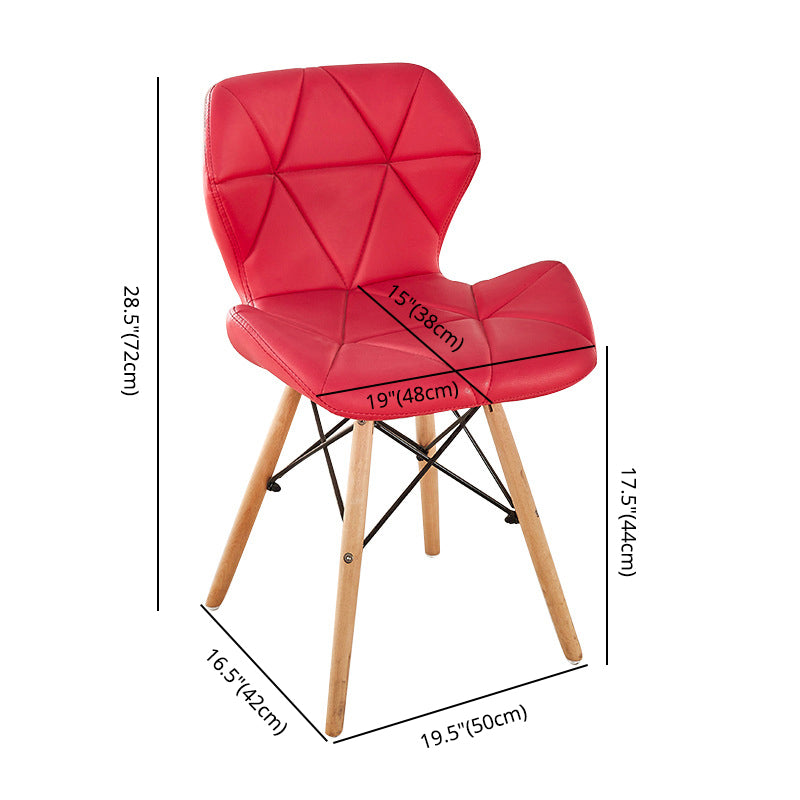 Nordic Leather Side Dining Chairs Wingback Armless Chair with Wood Legs Clearhalo ' kitchen&dining_furn' 'Dining Chairs' 'Dining Tables & Seating' 'dining_chair' 'Furniture' 'furniture_dining_chair' 'Kitchen & Dining Furniture' 'kitchen' 3565061