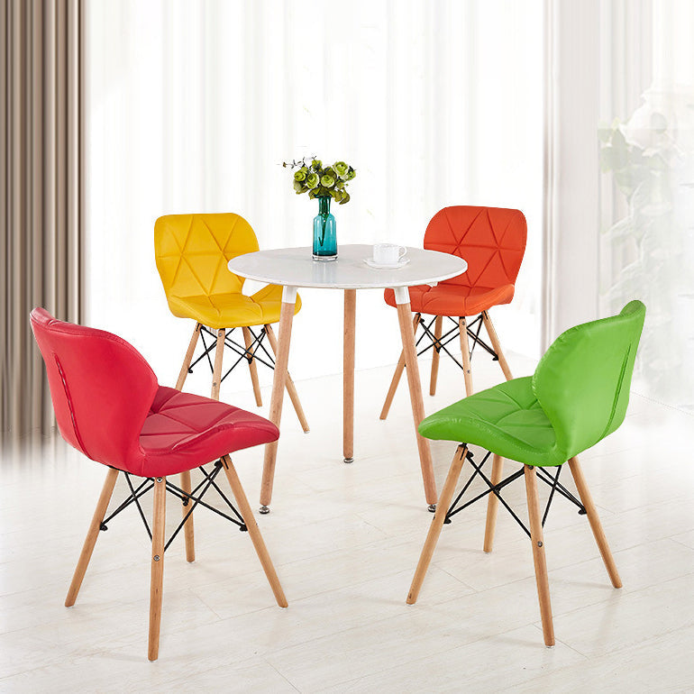 Nordic Leather Side Dining Chairs Wingback Armless Chair with Wood Legs Clearhalo ' kitchen&dining_furn' 'Dining Chairs' 'Dining Tables & Seating' 'dining_chair' 'Furniture' 'furniture_dining_chair' 'Kitchen & Dining Furniture' 'kitchen' 3565062