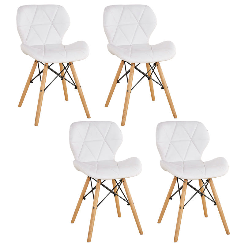 Nordic Leather Side Dining Chairs Wingback Armless Chair with Wood Legs White Set of 4 Clearhalo ' kitchen&dining_furn' 'Dining Chairs' 'Dining Tables & Seating' 'dining_chair' 'Furniture' 'furniture_dining_chair' 'Kitchen & Dining Furniture' 'kitchen' 3565063