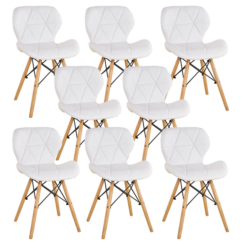 Nordic Leather Side Dining Chairs Wingback Armless Chair with Wood Legs White Set of 8 Clearhalo ' kitchen&dining_furn' 'Dining Chairs' 'Dining Tables & Seating' 'dining_chair' 'Furniture' 'furniture_dining_chair' 'Kitchen & Dining Furniture' 'kitchen' 3565064