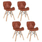 Nordic Leather Side Dining Chairs Wingback Armless Chair with Wood Legs Brown Set of 4 Clearhalo ' kitchen&dining_furn' 'Dining Chairs' 'Dining Tables & Seating' 'dining_chair' 'Furniture' 'furniture_dining_chair' 'Kitchen & Dining Furniture' 'kitchen' 3565065