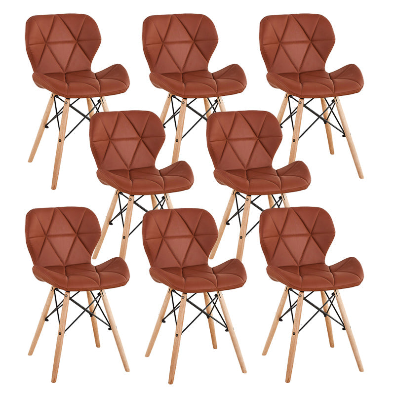 Nordic Leather Side Dining Chairs Wingback Armless Chair with Wood Legs Brown Set of 8 Clearhalo ' kitchen&dining_furn' 'Dining Chairs' 'Dining Tables & Seating' 'dining_chair' 'Furniture' 'furniture_dining_chair' 'Kitchen & Dining Furniture' 'kitchen' 3565066