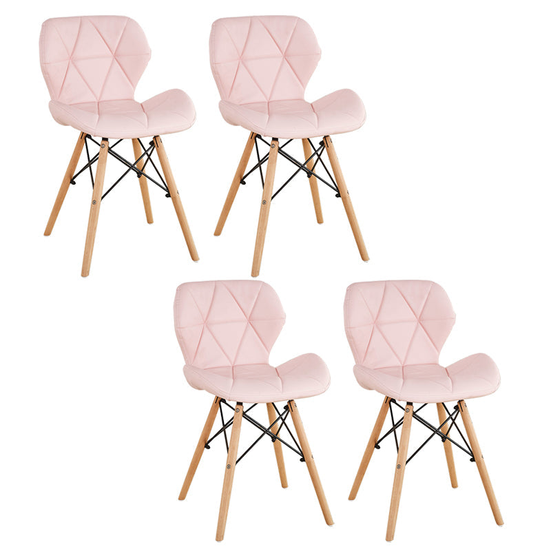 Nordic Leather Side Dining Chairs Wingback Armless Chair with Wood Legs Pink Set of 4 Clearhalo ' kitchen&dining_furn' 'Dining Chairs' 'Dining Tables & Seating' 'dining_chair' 'Furniture' 'furniture_dining_chair' 'Kitchen & Dining Furniture' 'kitchen' 3565067