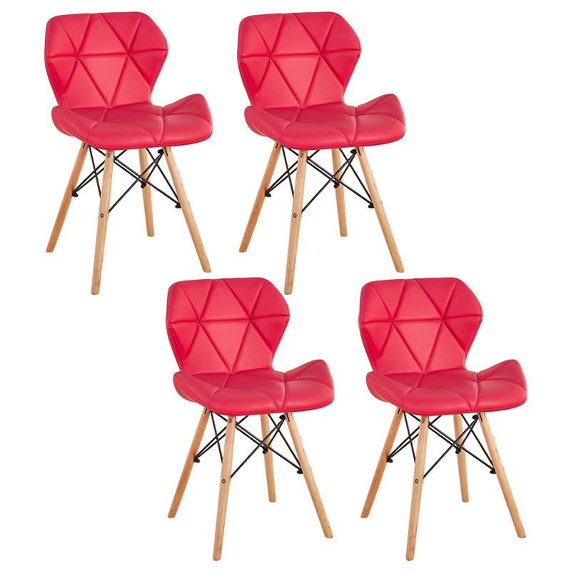 Nordic Leather Side Dining Chairs Wingback Armless Chair with Wood Legs Red Set of 4 Clearhalo ' kitchen&dining_furn' 'Dining Chairs' 'Dining Tables & Seating' 'dining_chair' 'Furniture' 'furniture_dining_chair' 'Kitchen & Dining Furniture' 'kitchen' 3565069