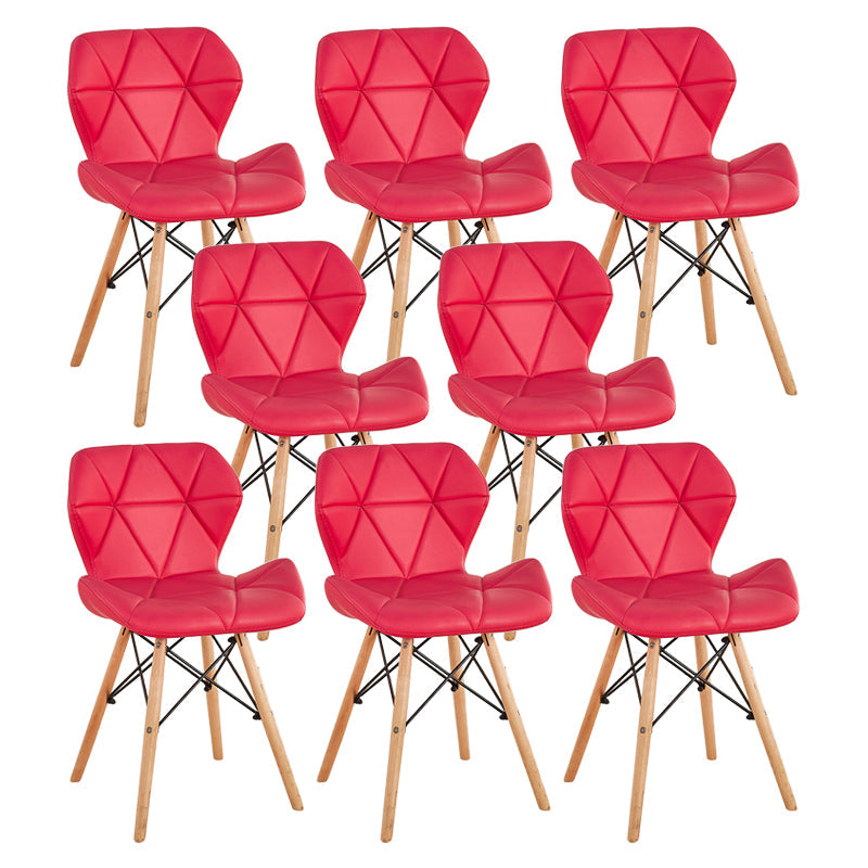 Nordic Leather Side Dining Chairs Wingback Armless Chair with Wood Legs Red Set of 8 Clearhalo ' kitchen&dining_furn' 'Dining Chairs' 'Dining Tables & Seating' 'dining_chair' 'Furniture' 'furniture_dining_chair' 'Kitchen & Dining Furniture' 'kitchen' 3565070