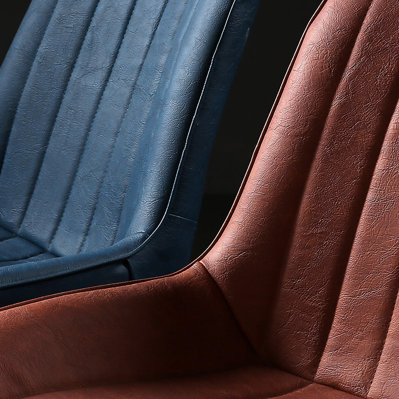 Modern Design Faux Leather Side Chair with 4 Metal Black Finish Legs Solid Back Armless Chair Clearhalo ' kitchen&dining_furn' 'Dining Chairs' 'Dining Tables & Seating' 'dining_chair' 'furn' 'furn_dining_chair' 'Furniture' 'furniture_dining_chair' 'Kitchen & Dining Furniture' 'kitchen' 3565082