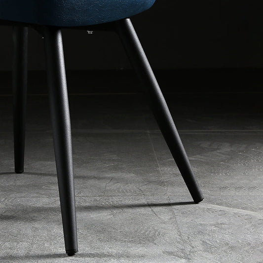 Modern Design Faux Leather Side Chair with 4 Metal Black Finish Legs Solid Back Armless Chair Clearhalo ' kitchen&dining_furn' 'Dining Chairs' 'Dining Tables & Seating' 'dining_chair' 'furn' 'furn_dining_chair' 'Furniture' 'furniture_dining_chair' 'Kitchen & Dining Furniture' 'kitchen' 3565086