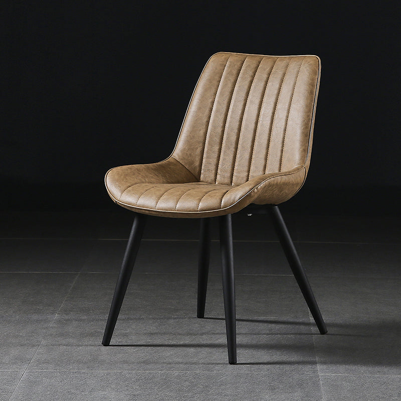 Modern Design Faux Leather Side Chair with 4 Metal Black Finish Legs Solid Back Armless Chair Beige 1 Piece Black Clearhalo ' kitchen&dining_furn' 'Dining Chairs' 'Dining Tables & Seating' 'dining_chair' 'furn' 'furn_dining_chair' 'Furniture' 'furniture_dining_chair' 'Kitchen & Dining Furniture' 'kitchen' 3565089