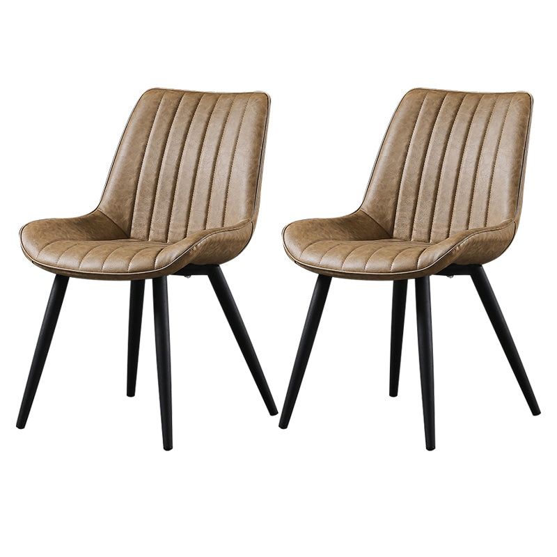 Modern Design Faux Leather Side Chair with 4 Metal Black Finish Legs Solid Back Armless Chair Beige 2 Piece Set Black Clearhalo ' kitchen&dining_furn' 'Dining Chairs' 'Dining Tables & Seating' 'dining_chair' 'furn' 'furn_dining_chair' 'Furniture' 'furniture_dining_chair' 'Kitchen & Dining Furniture' 'kitchen' 3565091