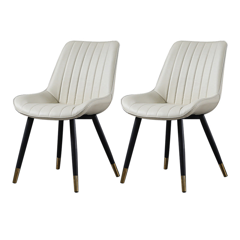 Modern Design Faux Leather Side Chair with 4 Metal Black Finish Legs Solid Back Armless Chair White-Gray 2 Piece Set Brass Gold Clearhalo ' kitchen&dining_furn' 'Dining Chairs' 'Dining Tables & Seating' 'dining_chair' 'furn' 'furn_dining_chair' 'Furniture' 'furniture_dining_chair' 'Kitchen & Dining Furniture' 'kitchen' 3565098