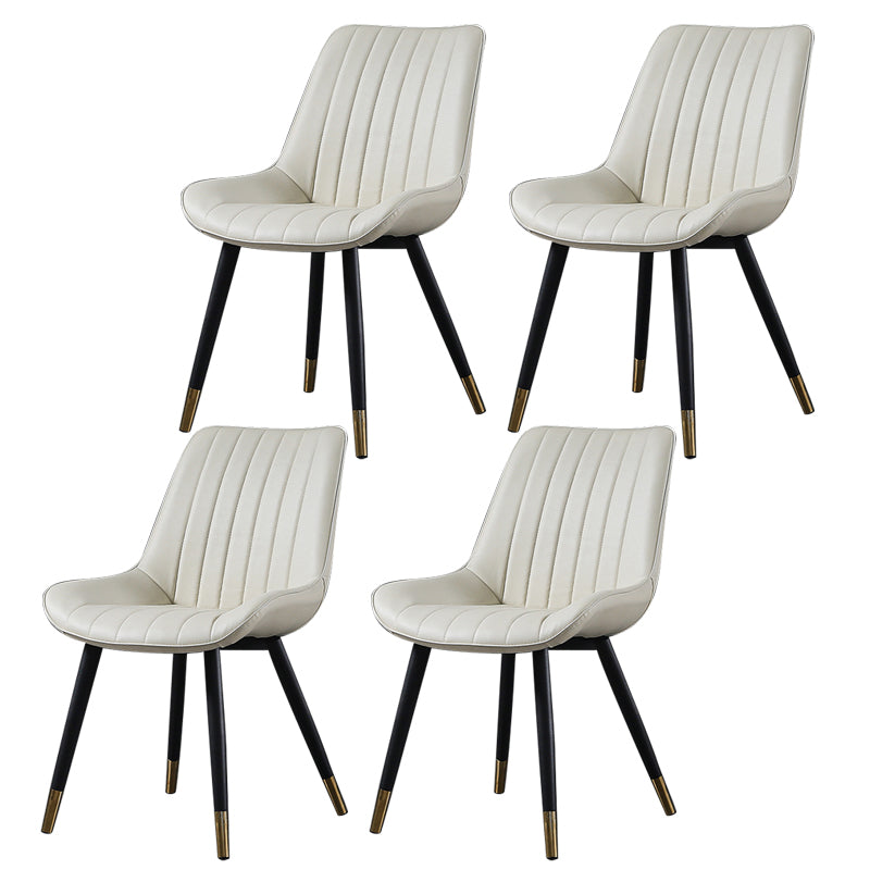 Modern Design Faux Leather Side Chair with 4 Metal Black Finish Legs Solid Back Armless Chair White-Gray 4 Piece Set Brass Gold Clearhalo ' kitchen&dining_furn' 'Dining Chairs' 'Dining Tables & Seating' 'dining_chair' 'furn' 'furn_dining_chair' 'Furniture' 'furniture_dining_chair' 'Kitchen & Dining Furniture' 'kitchen' 3565099