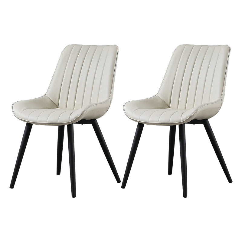 Modern Design Faux Leather Side Chair with 4 Metal Black Finish Legs Solid Back Armless Chair White-Gray 2 Piece Set Black Clearhalo ' kitchen&dining_furn' 'Dining Chairs' 'Dining Tables & Seating' 'dining_chair' 'furn' 'furn_dining_chair' 'Furniture' 'furniture_dining_chair' 'Kitchen & Dining Furniture' 'kitchen' 3565101